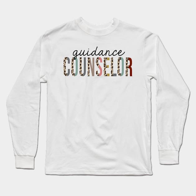 Guidance Counselor Leopard Print Funny Long Sleeve T-Shirt by HeroGifts